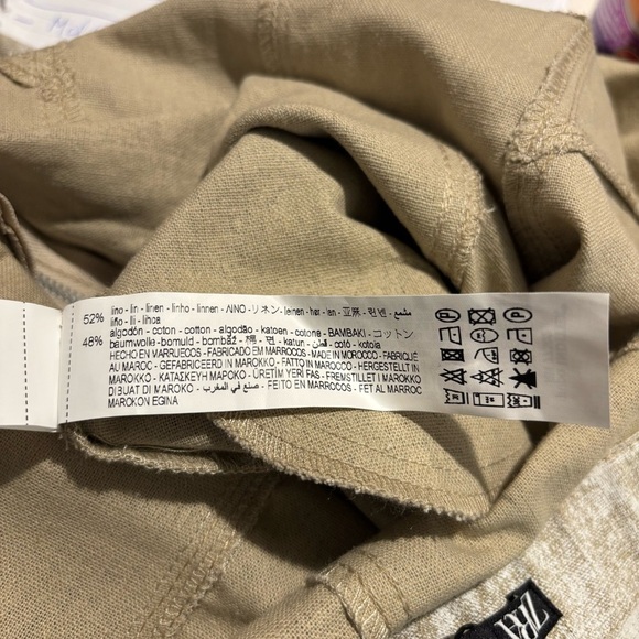 ZARA Sz S Jumpsuit Linen Blend Strapless Acid Wash Pattern Wide Leg Zipper NEW - Picture 13 of 13